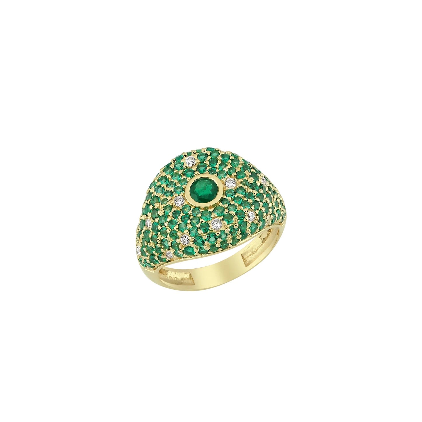 Diamond, Emerald and Tsavorite Pave BonBon Ring