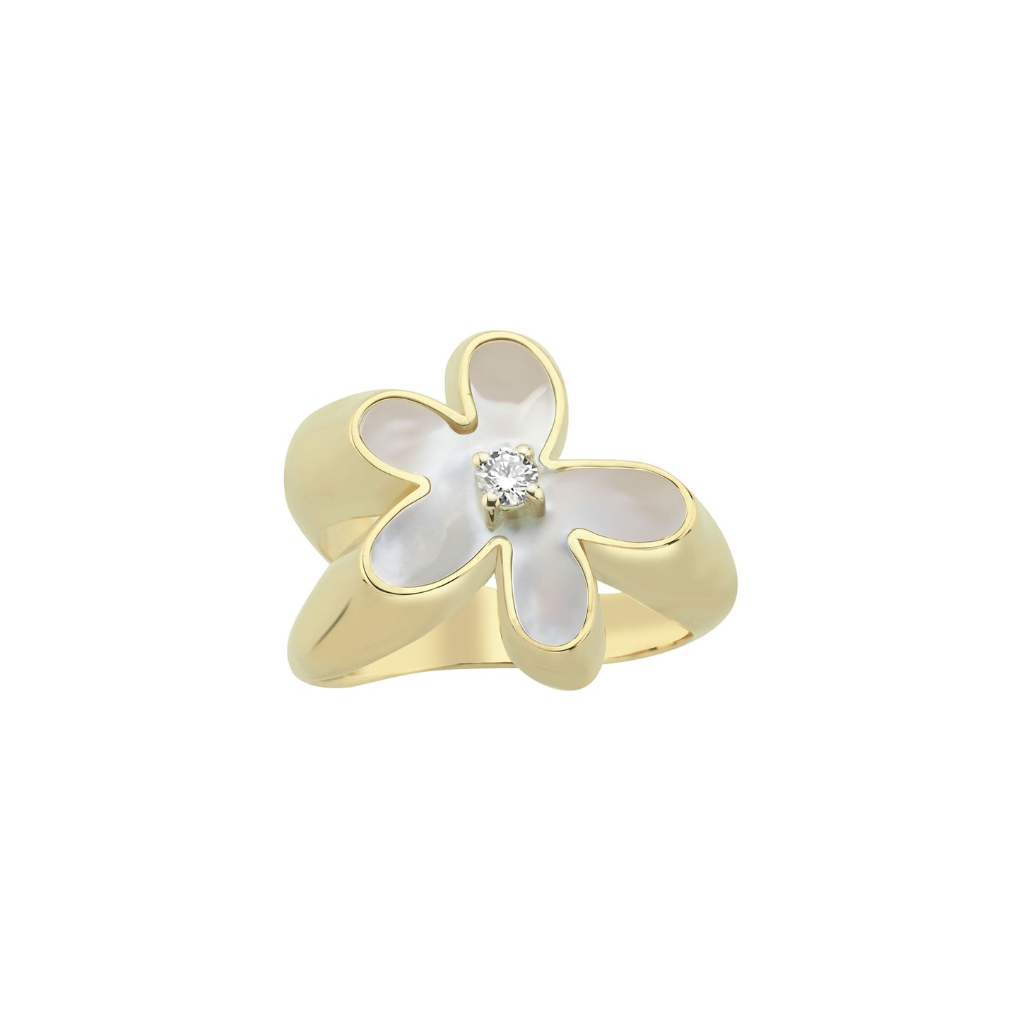 Flower Ring with Mother of Pearl and Diamond
