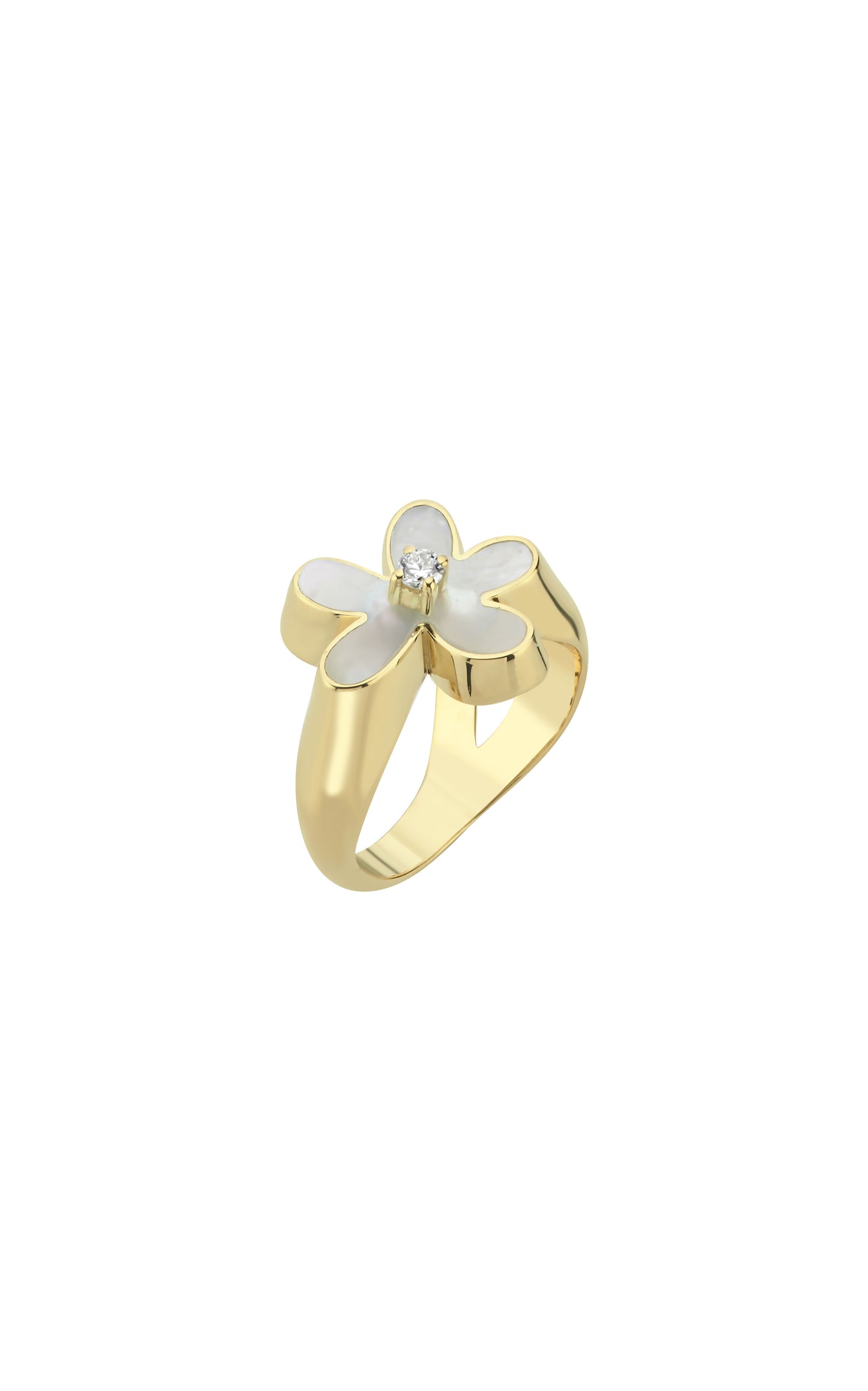 Flower Ring with Mother of Pearl and Diamond