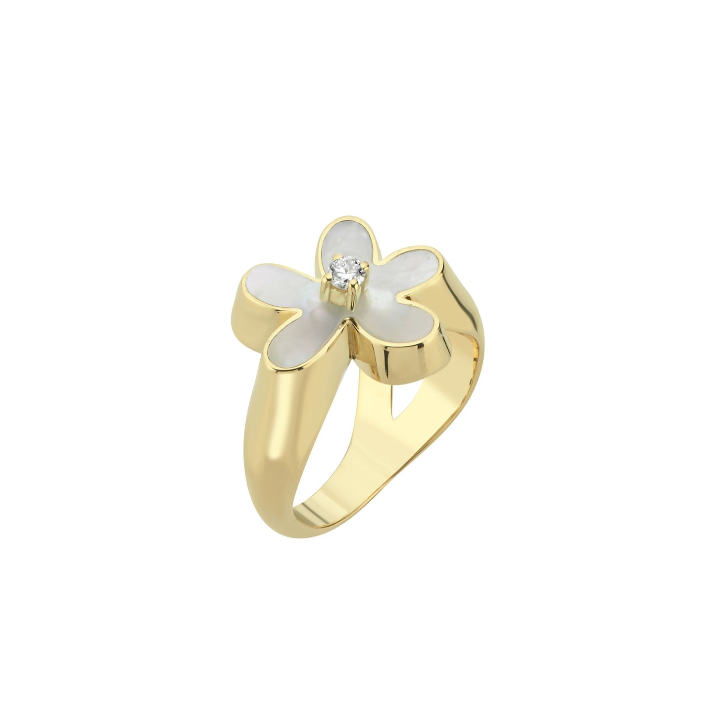 Flower Ring with Mother of Pearl and Diamond