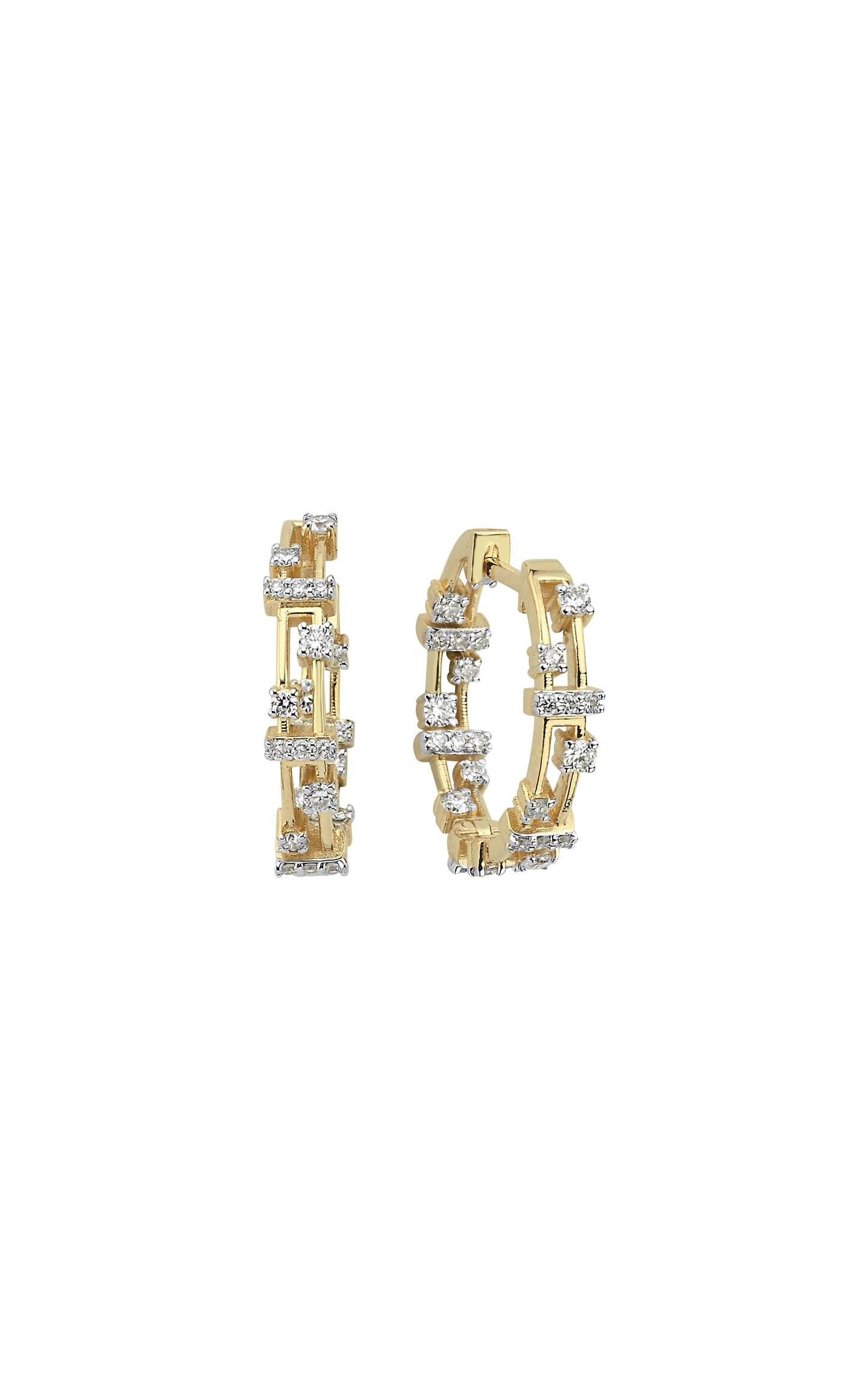 Geometric Hoop With Diamonds