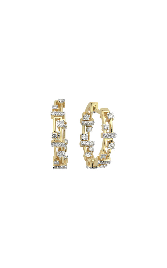 Geometric Hoop With Diamonds