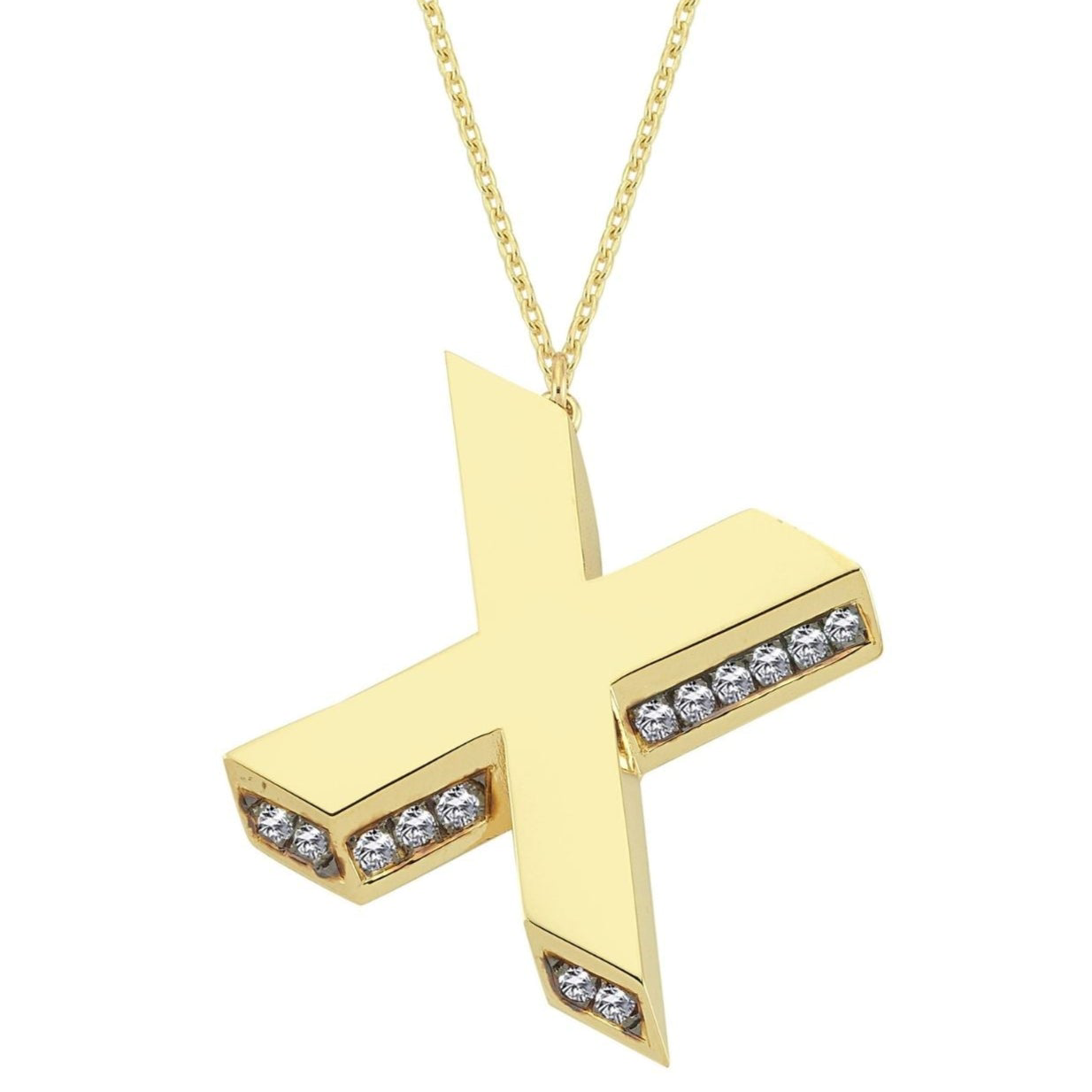 3D Letter X Necklace With Diamonds