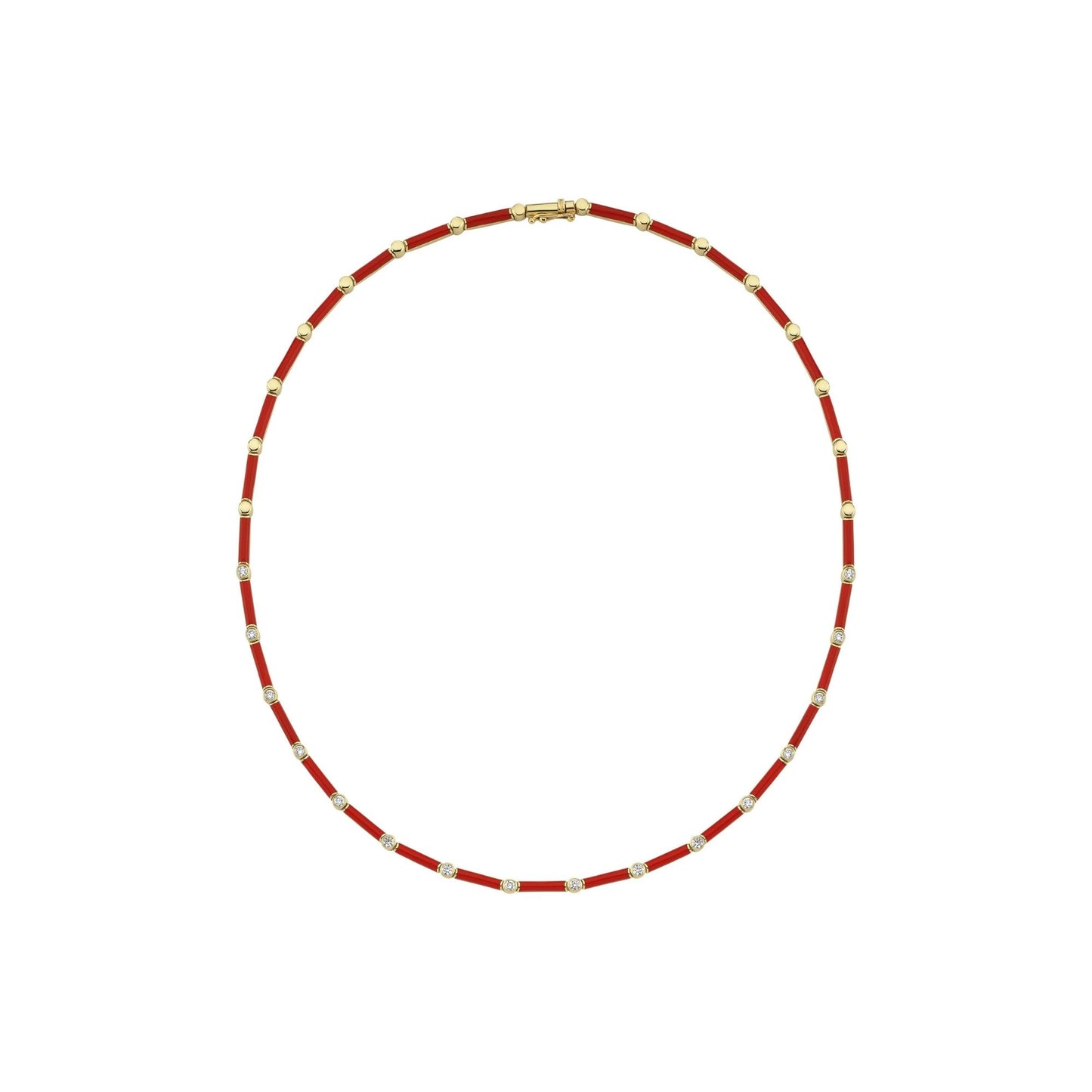 Red Enamel and Diamond Necklace