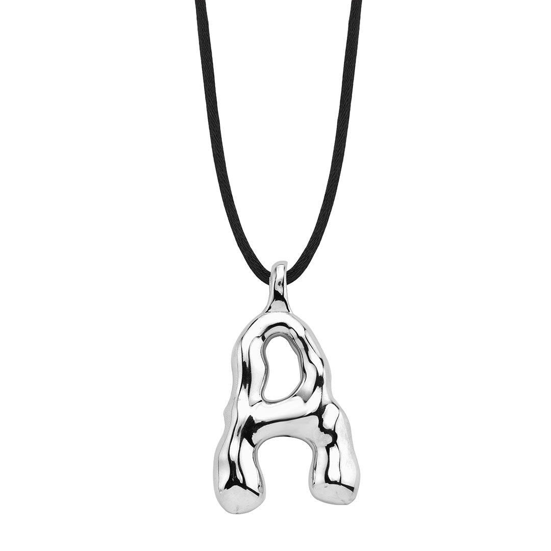 Rebel Alphabet Letter in 925k Sterling Silver with Silk Cord