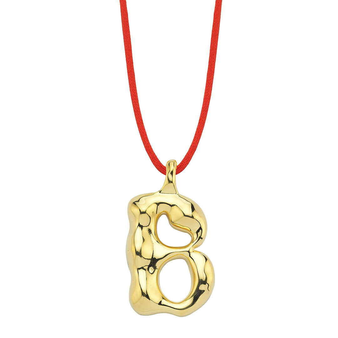Rebel Alphabet Letter in 925k Sterling Silver & 14k Gold (Micron) Plated with Silk Cord