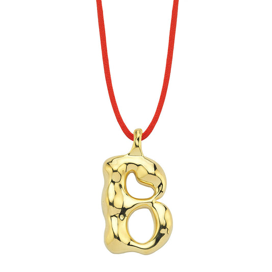 Rebel Alphabet Letter in 925k Sterling Silver & 14k Gold (Micron) Plated with Silk Cord