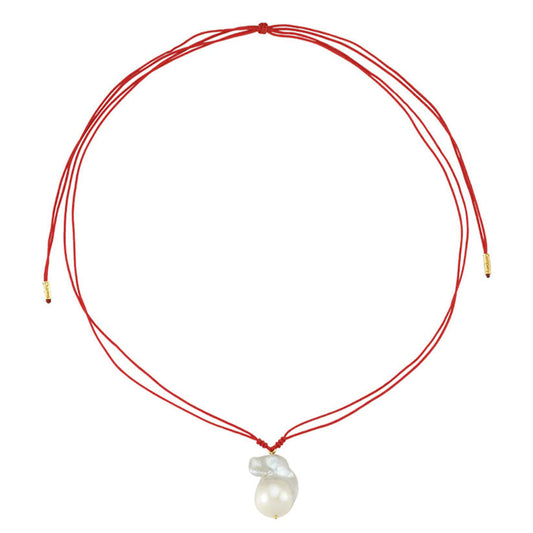 Colored String Necklace with Large Size Baroque Pearl