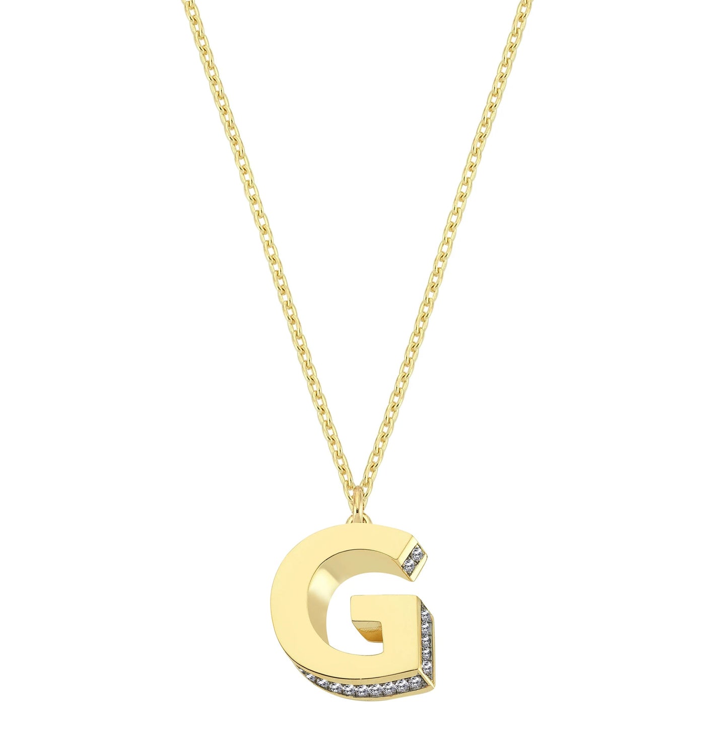 Mini 3D G Letter Necklace With Diamonds