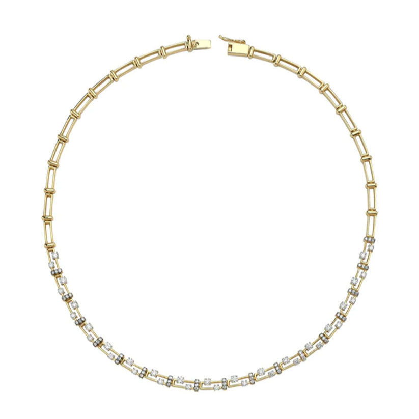 Geometric Necklace with Diamonds