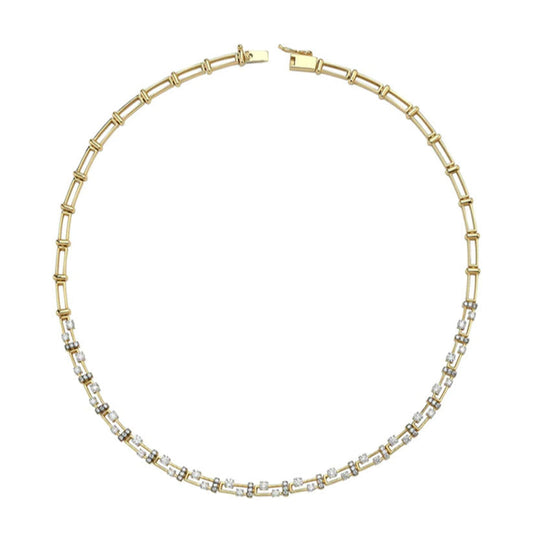 Geometric Necklace with Diamonds