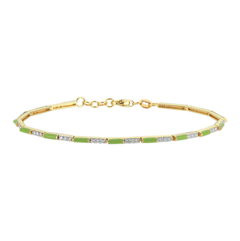 Green Enamel & Diamond Bracelet