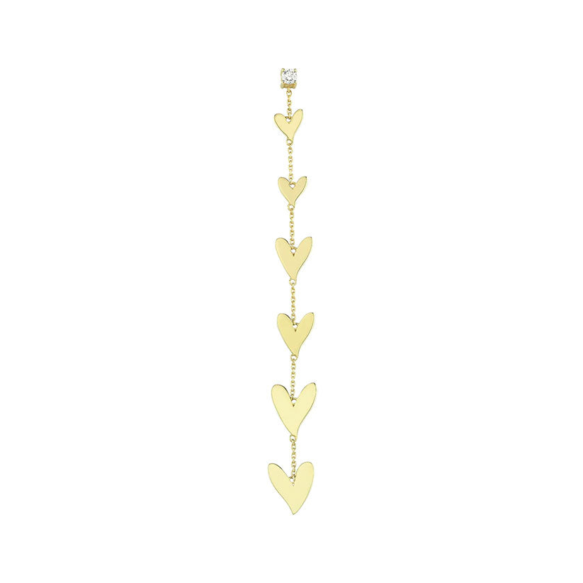 Heart Long Earring with Solitaire Diamond (Single)