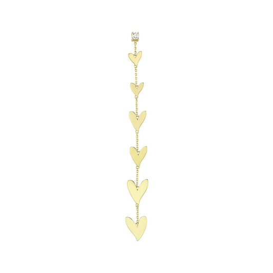 Heart Long Earring with Solitaire Diamond (Single)
