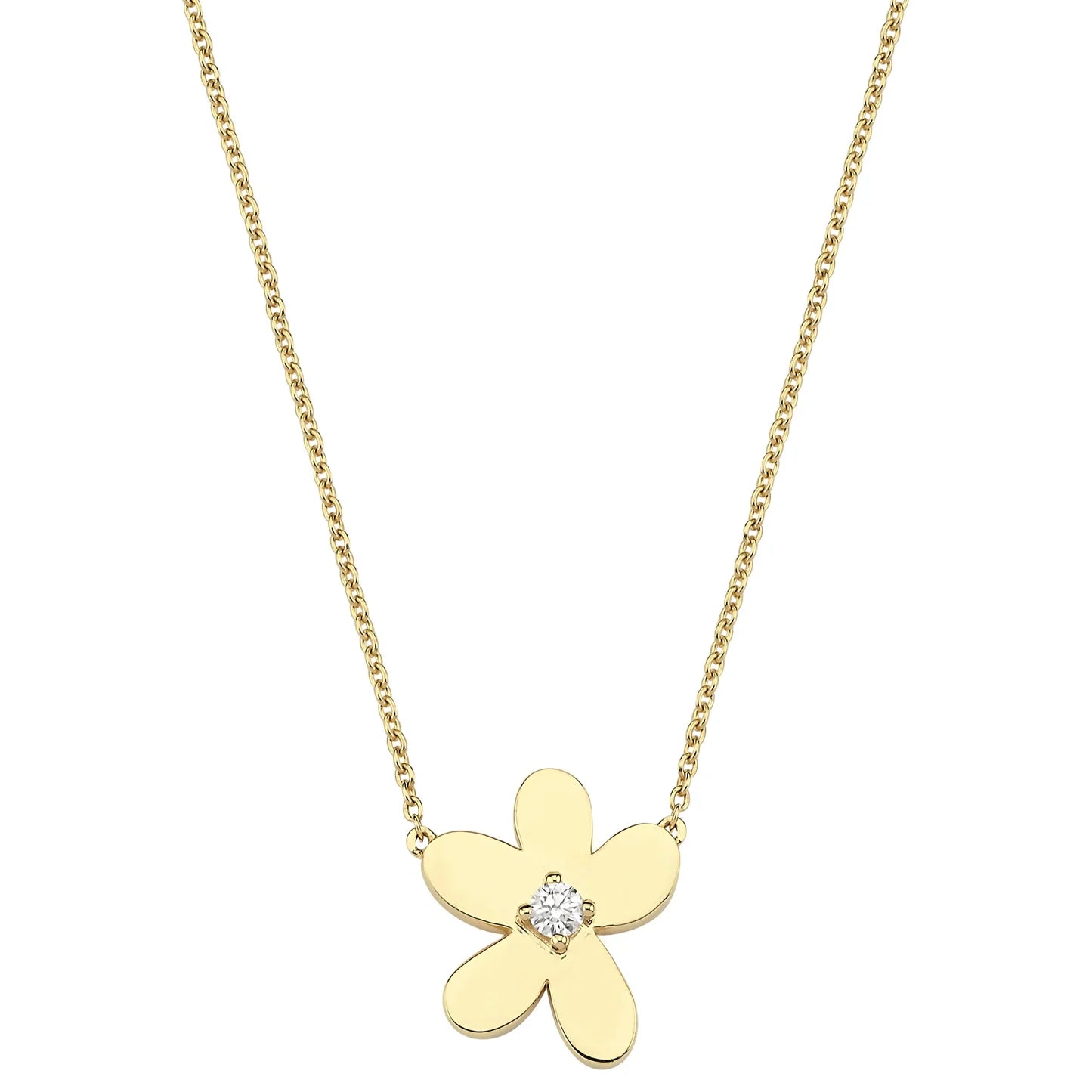 Single Flower Necklace with Solitaire Diamond