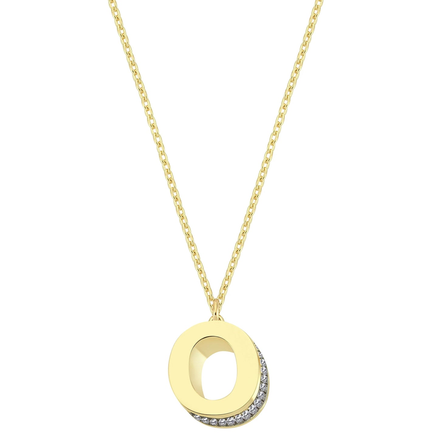 Mini 3D O Letter Necklace With Diamonds