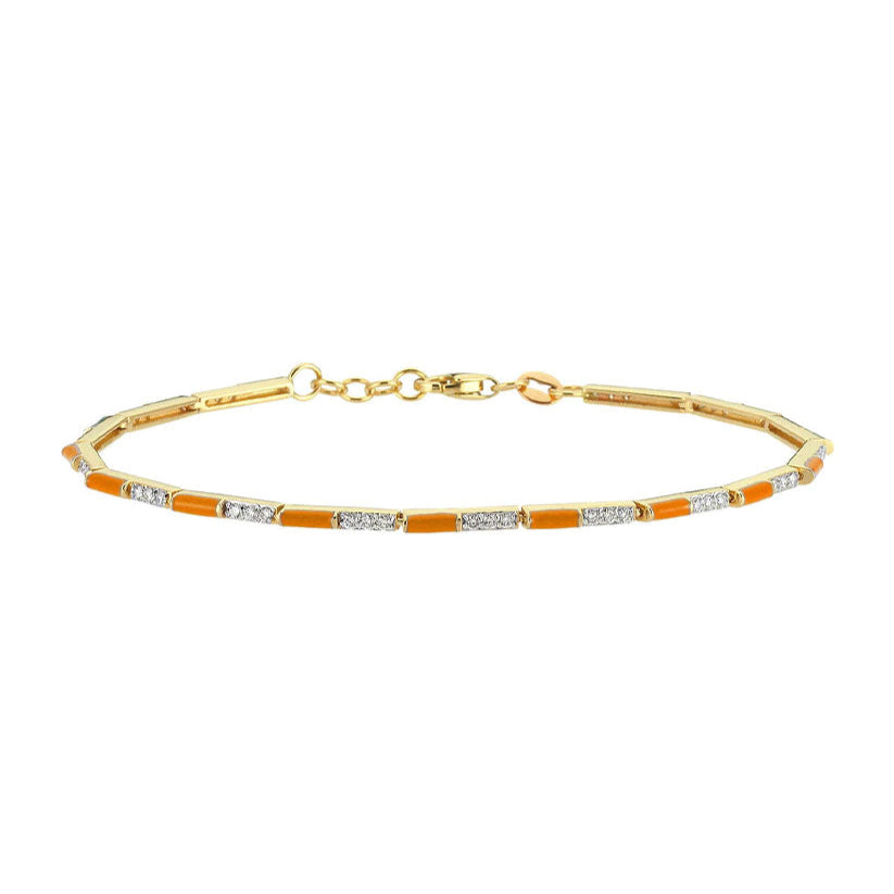 Orange Enamel & Diamond Bracelet