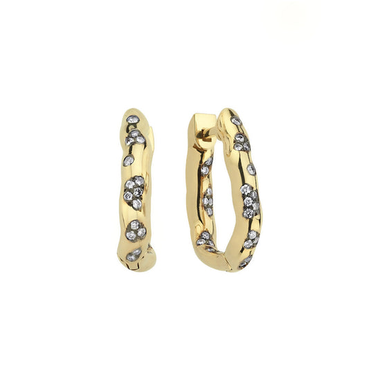 Small Rebellion Hoop With Partial Diamonds (Single)