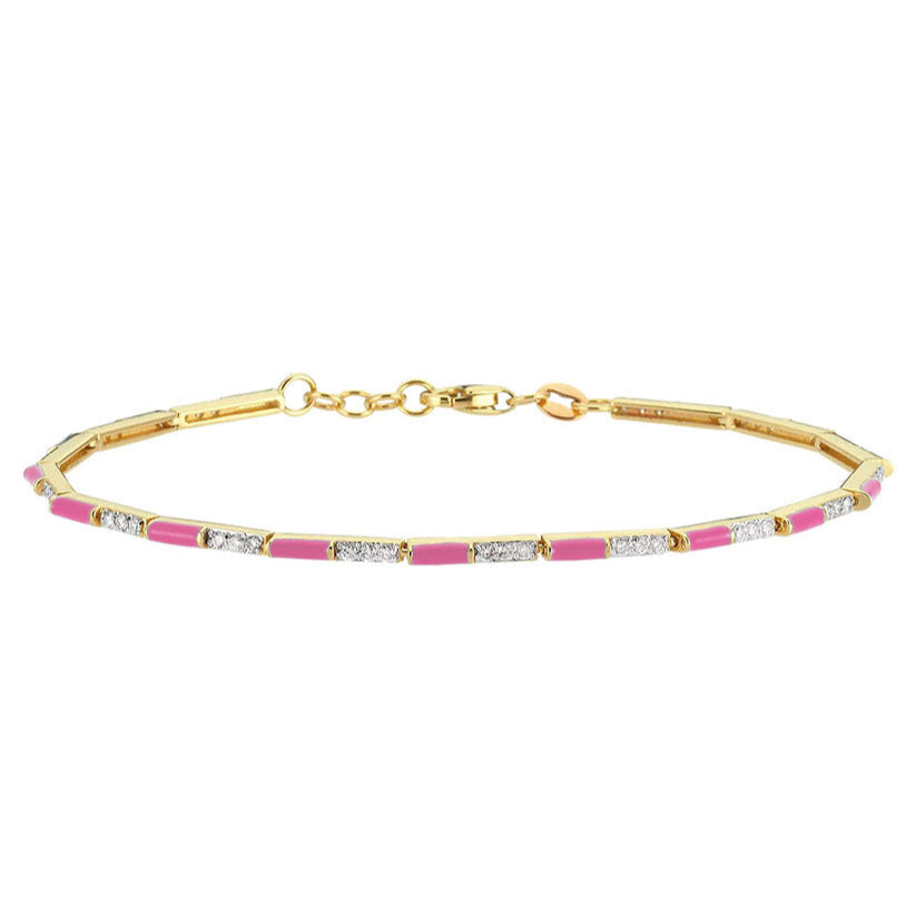 Pink Enamel & Diamond Bracelet