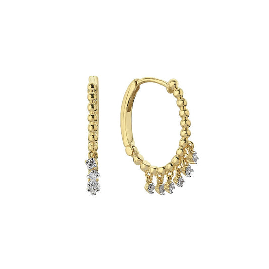 Small Hoop Earrings With Dangling Diamonds (Single)