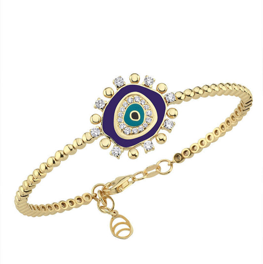 Evil Eye Bracelet in Gold, Diamonds & Navy Enamel