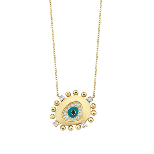Evil Eye Necklace in Gold with Diamonds