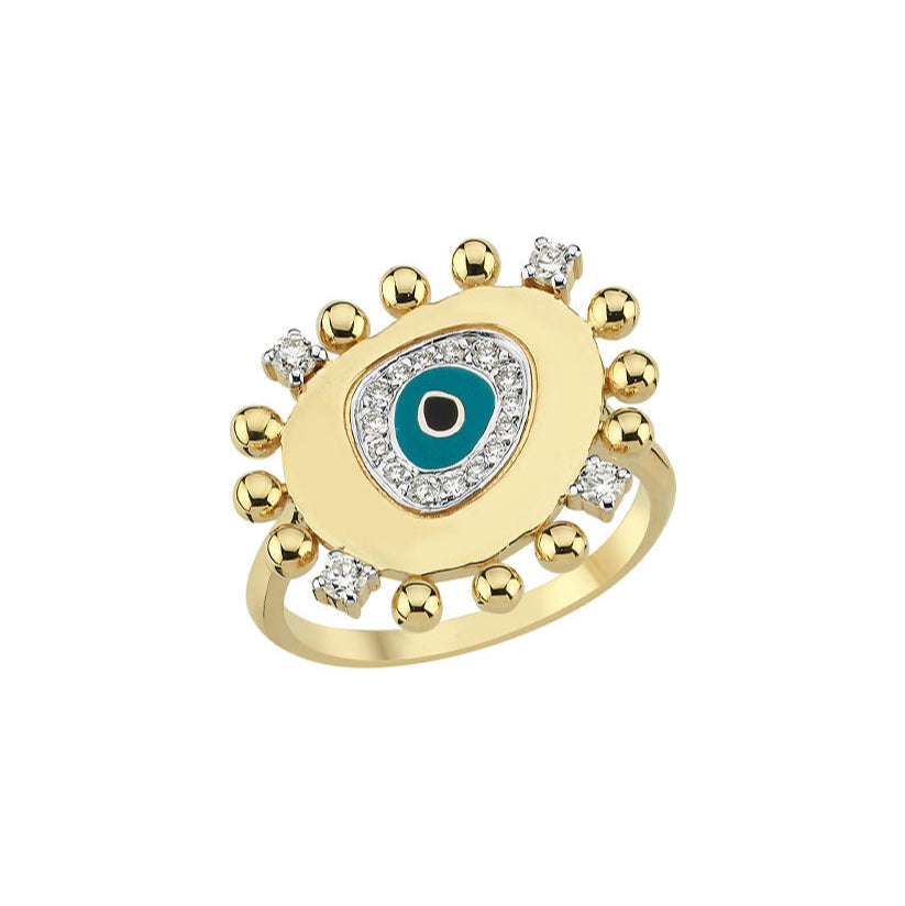 Evil Eye Ring in Gold & Diamonds