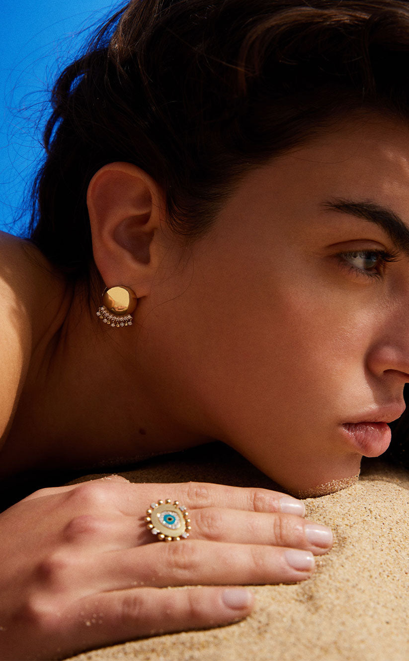 Gypsy Ball Earrings in Gold & Diamonds (Pair)
