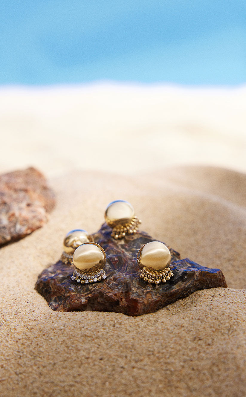 Gypsy Ball Earrings in Gold & Diamonds (Pair)