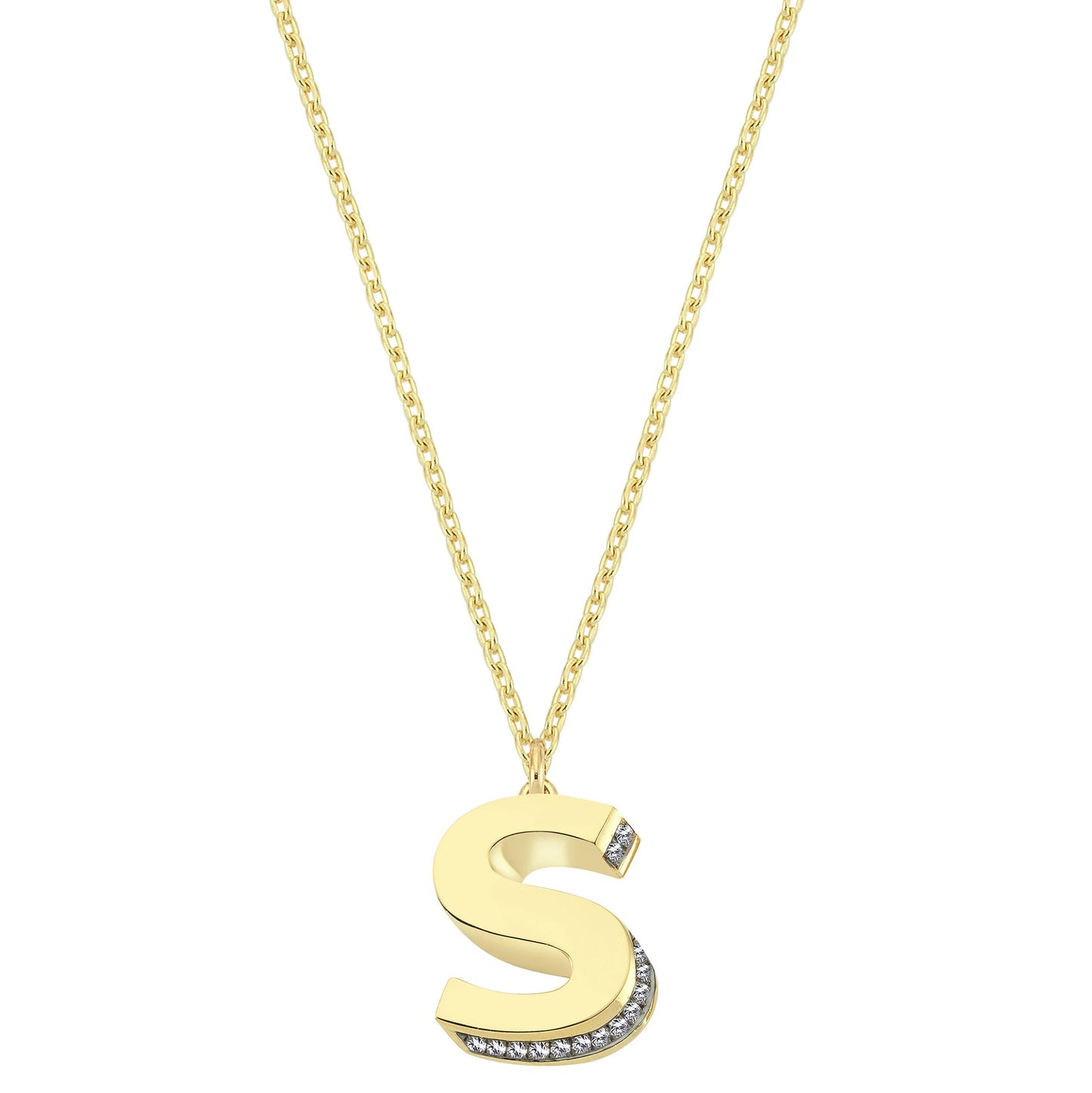 Mini 3D S Letter Necklace With Diamonds