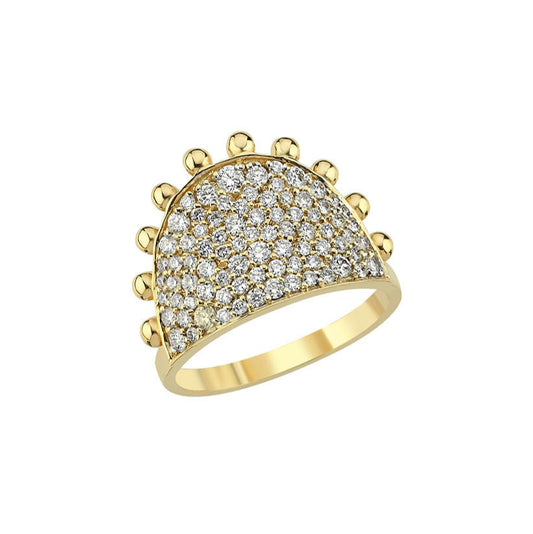Gypsy Ring in Gold & Pave Diamonds