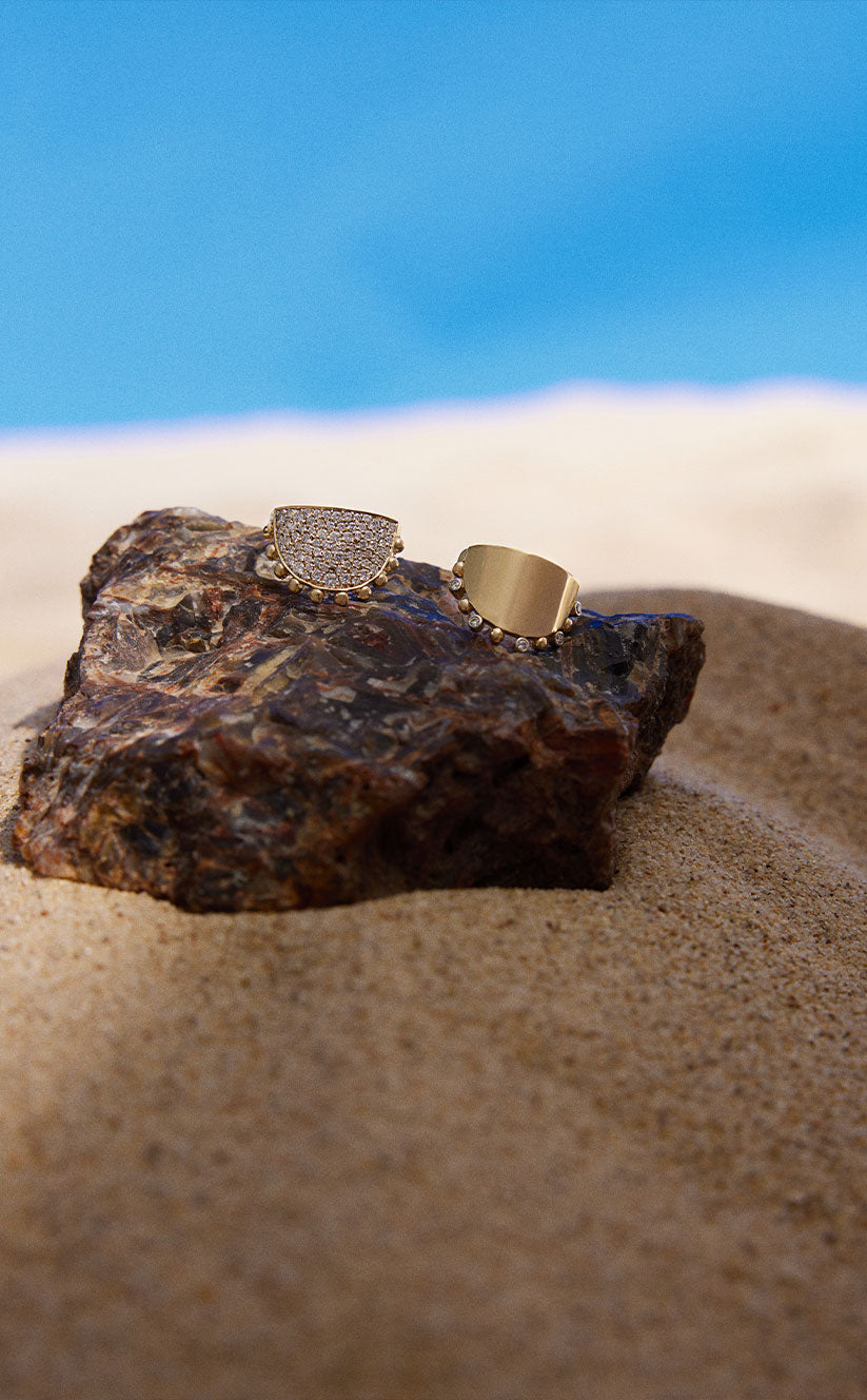 Gypsy Ring in Gold & Pave Diamonds