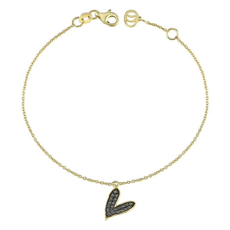 Heart Bracelet with Black Diamonds