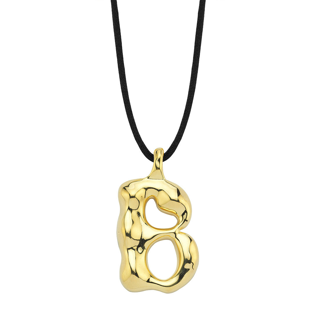 Rebel Alphabet Letter in 925k Sterling Silver & 14k Gold (Micron) Plated with Silk Cord
