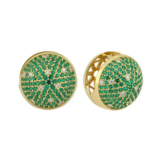 Ball Earring With Diamonds & Tsavorites (Pair)