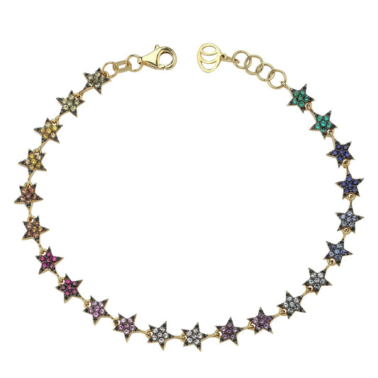 Milky Way Bracelet in Blackened Gold with Rainbow Sapphires