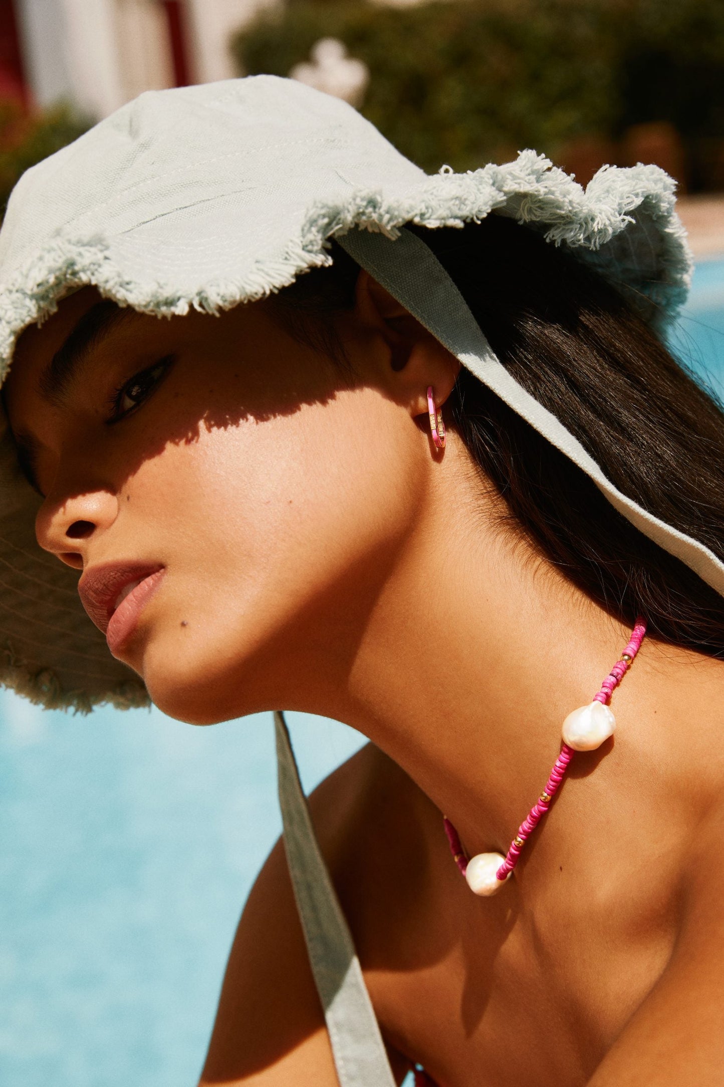 Pink Enamel BonBon Earring with Diamonds (Single)