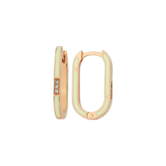 Beige Enamel BonBon Earring with Diamonds (Single)