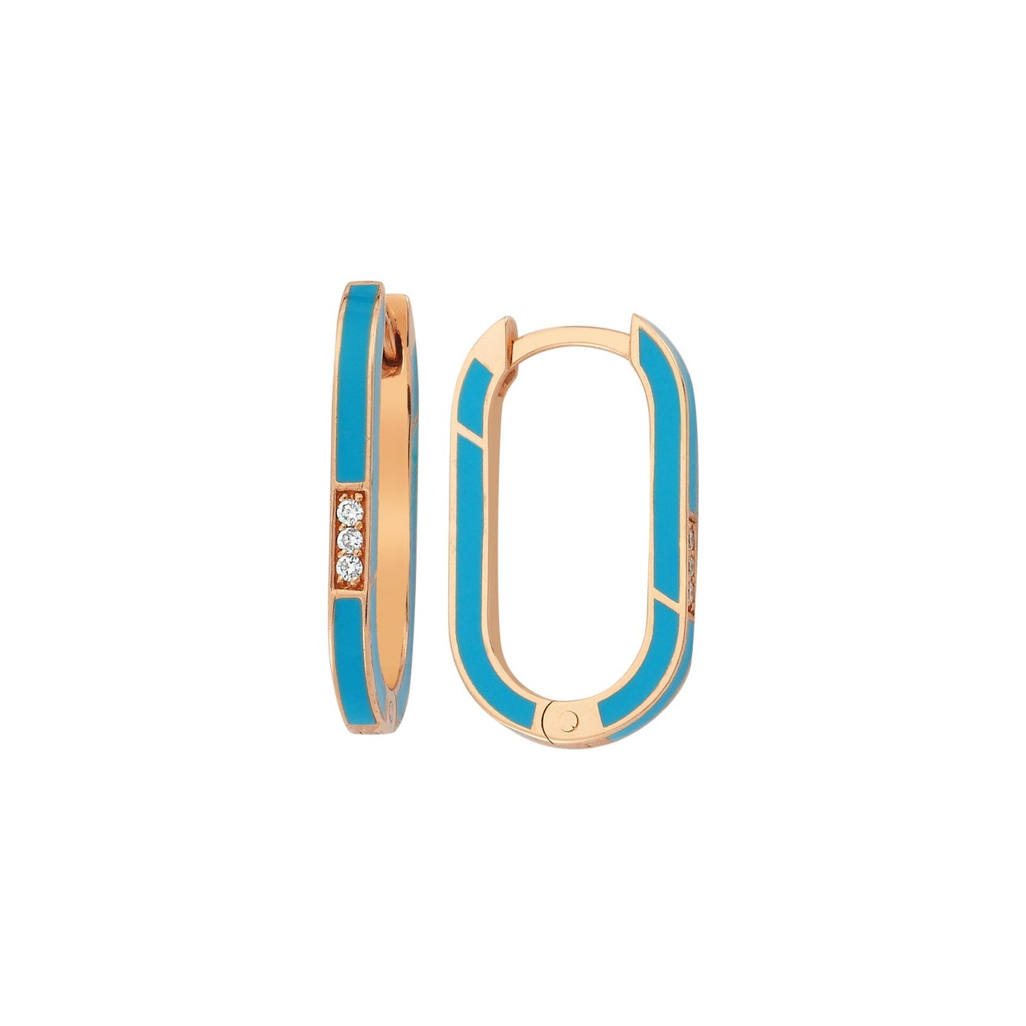Turquoise Enamel BonBon Earring with Diamonds (Single)