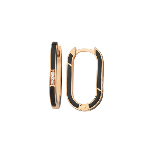 Black Enamel BonBon Earring with Diamonds (Single)