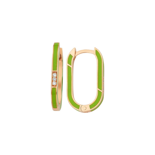 Green Enamel BonBon Earring with Diamonds (Single)