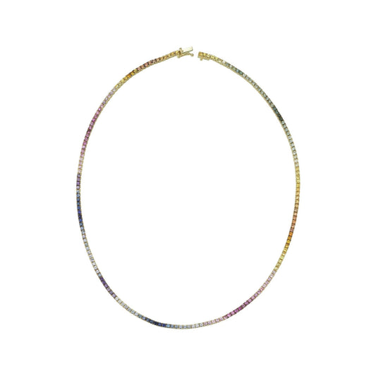 Rainbow Sapphire Tennis Necklace