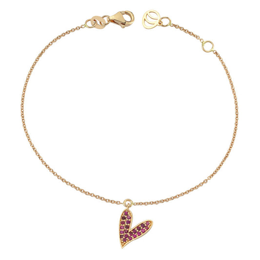 Heart Bracelet with Rubies