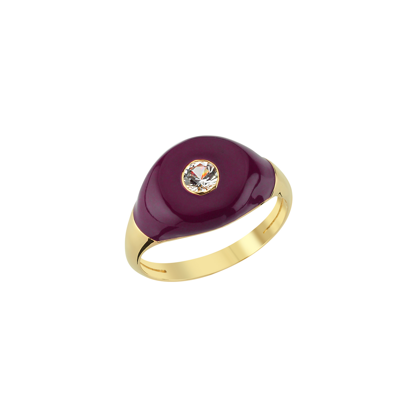 Purple Enamel BonBon Ring with Quartz Stone