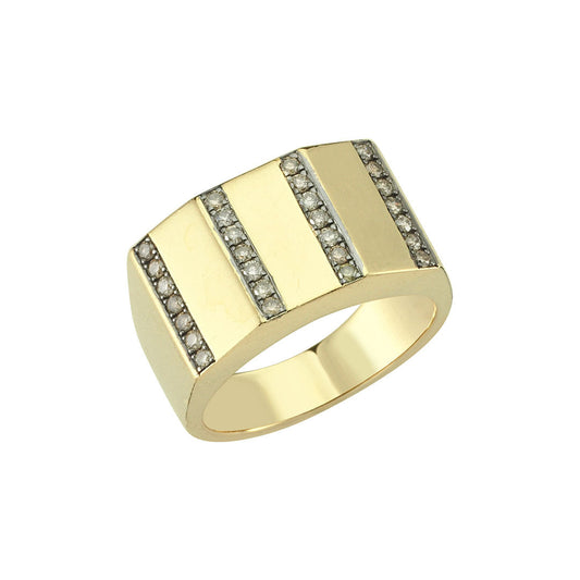 Geometric Ring Large with Champagne Diamonds