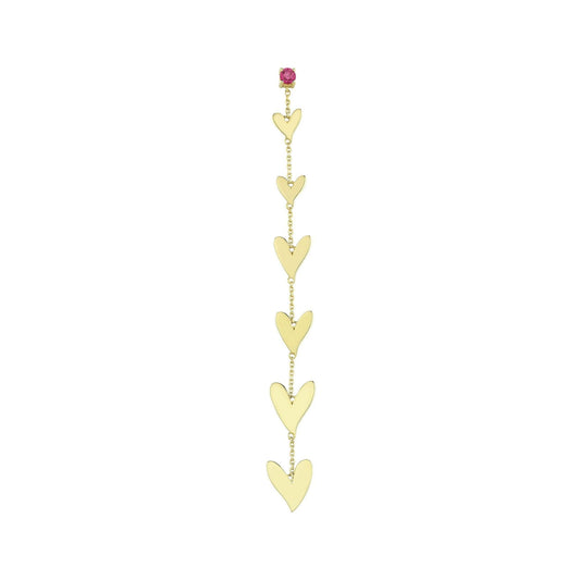 Heart Long Earring with Pink Sapphire (Single)