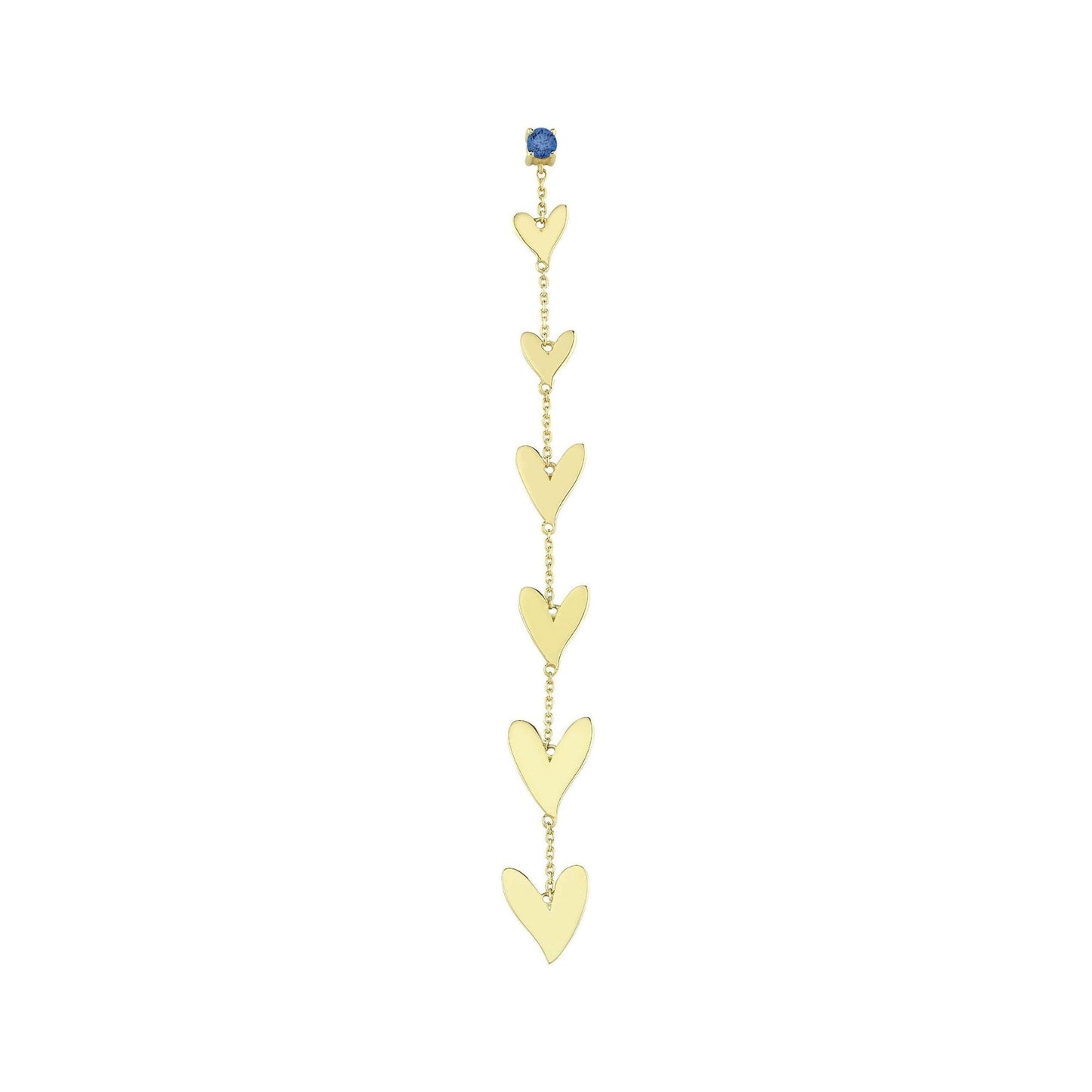 Heart Long Earring with Sapphire (Single)