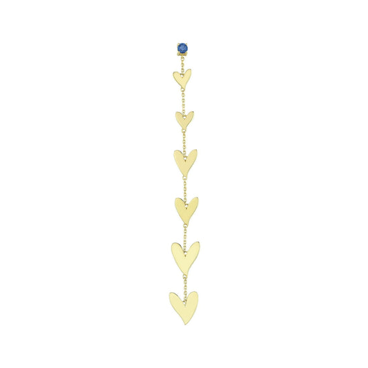 Heart Long Earring with Sapphire (Single)