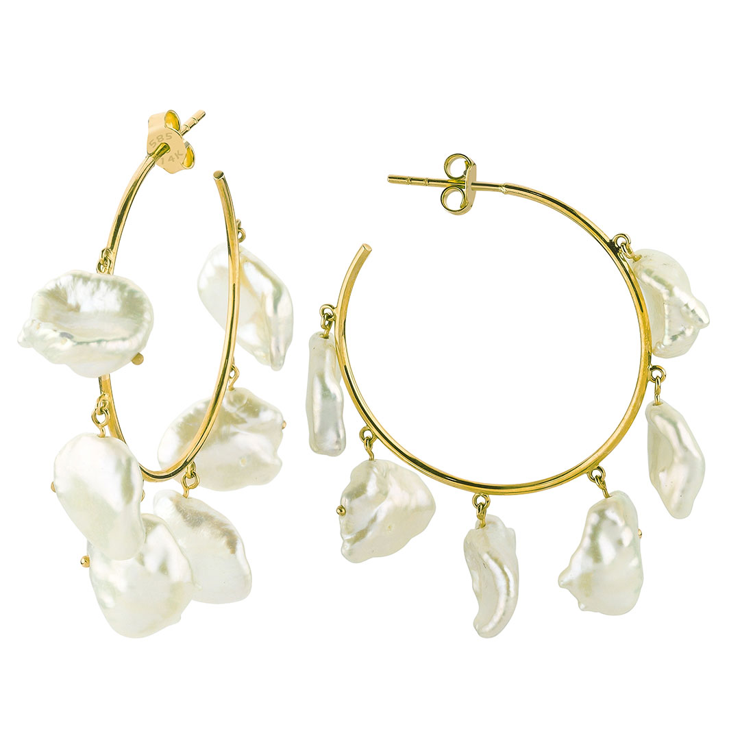 Medium Size Pearl Hoops (Price for Double)