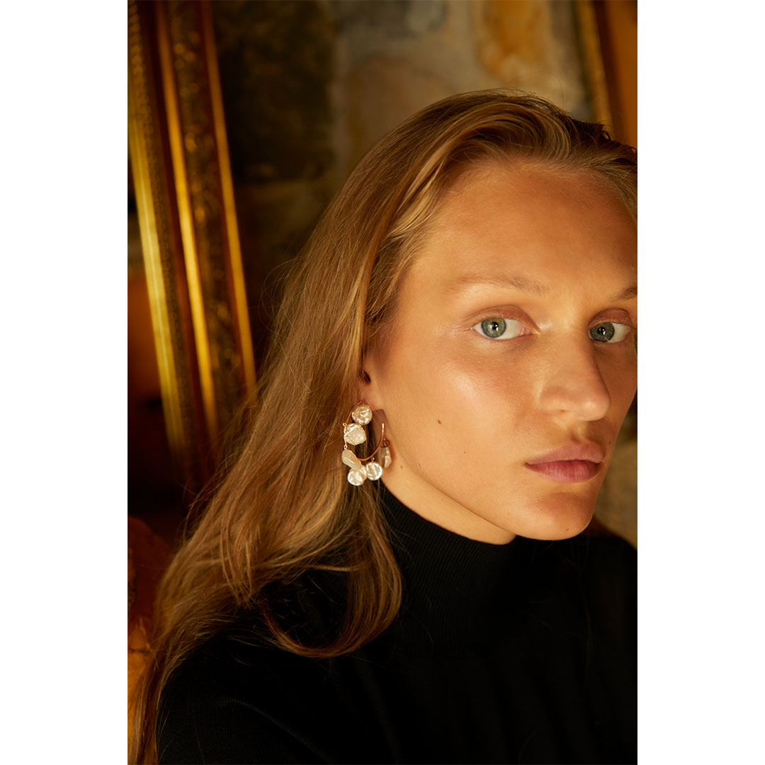 Medium Size Pearl Hoops (Price for Double)